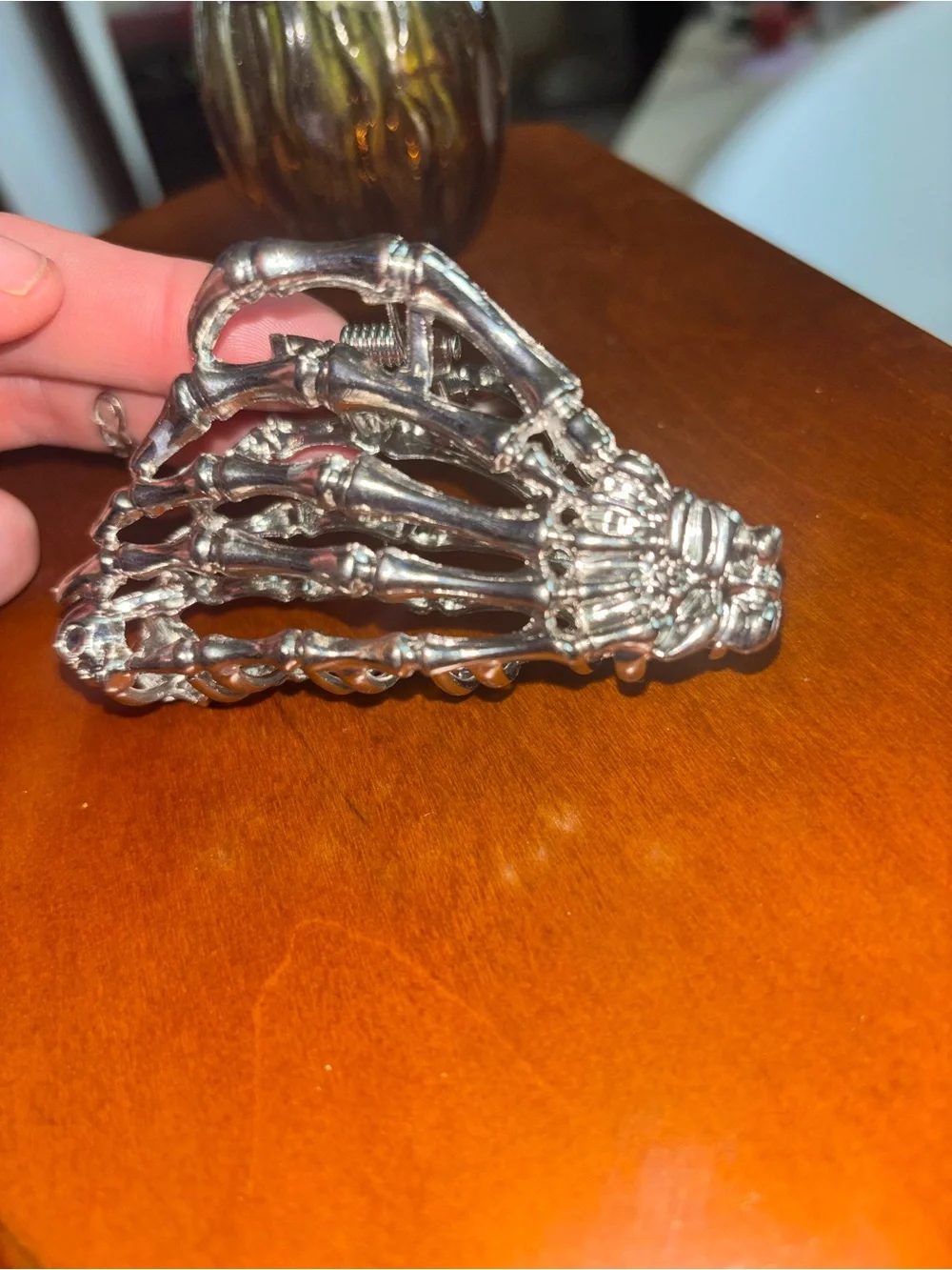 Silver Skeleton Hand Hair Claw Clip - Gothic Women’s Hair Accessory